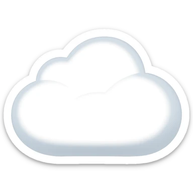 Convert the cloud image to a simple emoji style with a soft, puffy look and rounded shapes. Keep the appearance clean and minimal with no background. The style should resemble a simple emoji but maintain the softness and puffiness of the cloud. sticker