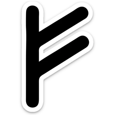 a stylized ancient black rune, reminiscent of early Indo-European writing, bold and simple sticker