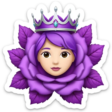 Purple rose with silver tiara and a purple emblem leaf wreath sticker