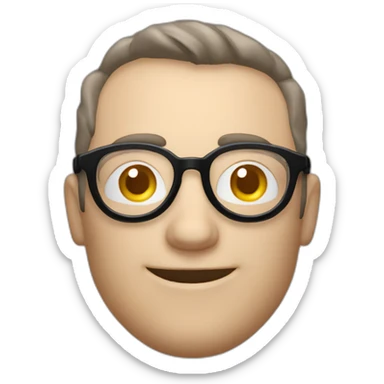 Viel homme blanc chauve avec lunettes rondes sans moustache visage rond sticker