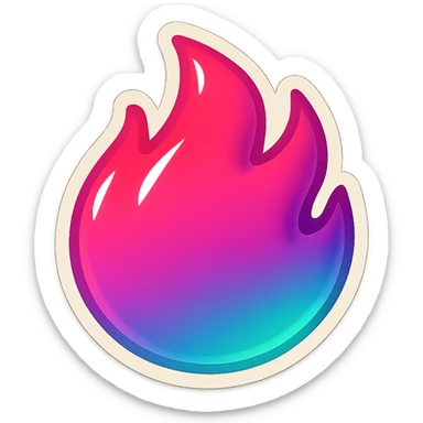 fire streak emoji, playful and modern with gradient FF4D67, 9D34FF, 10B981 gradient, vibrant, transparent background, and matching reference image sticker