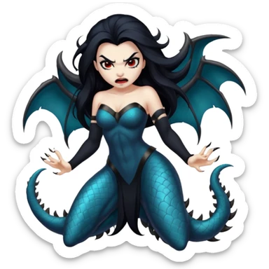 dark angry siren monster, full body sticker