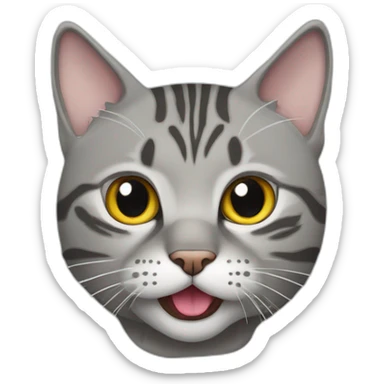 a Scottish outspoken grey tabby cat with a tongue sticking out of its mouth halfway sticker
