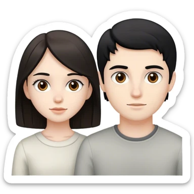 pale brunette girl with brown eyes and pale boy with black hair and grey eyes sticker