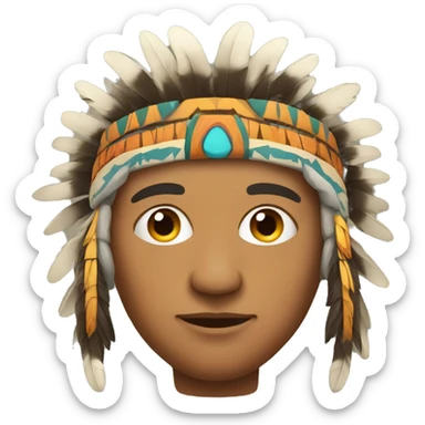 Indigenous man with a headdress on his head  sticker