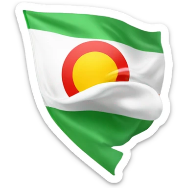 Make me a flag with red at the top, white in the middle, green at the bottom, and the sun in the middle. sticker