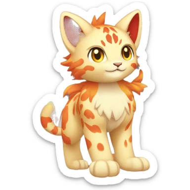 Red orange yellow Fire type lynx-Pokémon Full Body sticker