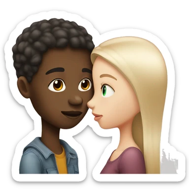 An African-American boy kissing a girl has white skin and straight hair sticker