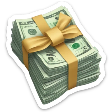 money wrapped in bow sticker