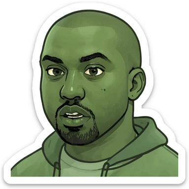 Kanye West as a schizo emote, vibrant colors, surreal, fragmented background, meme style sticker