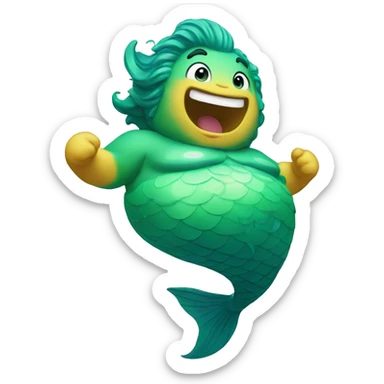 Excited merman sticker