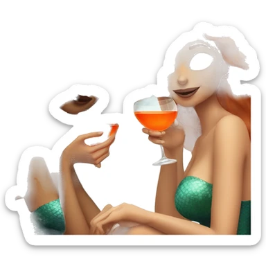 Three beautiful mermaids (light skin) drinking aperol sticker