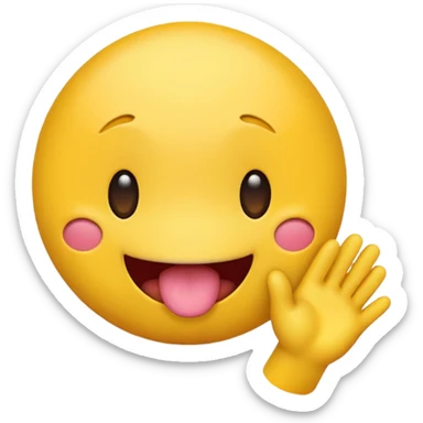 make a yellow typical emoji with tongue sticking out shaking head and two hands doing a diving motion sticker