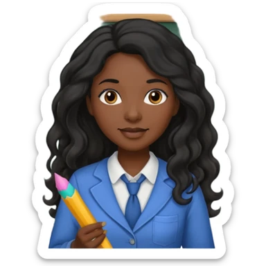 Black women teacher with black long  wavy hair chalkboard background sticker