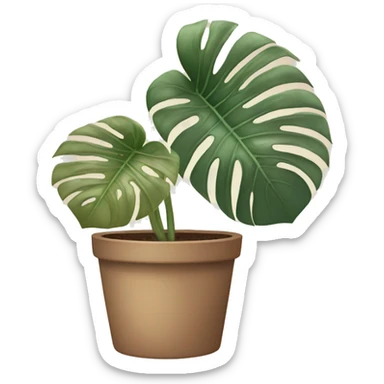 monstera plant in a pot pot in pastel brown colors sticker