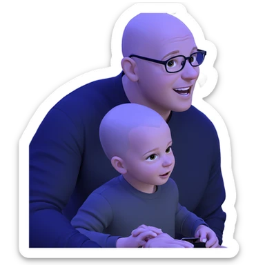 bald boys in glasses sticker