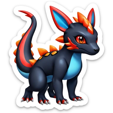 Cute Shiny Guilmon-Quilava-Salandit-Umbreon-Fakémon-hybrid-creature (full body)  sticker