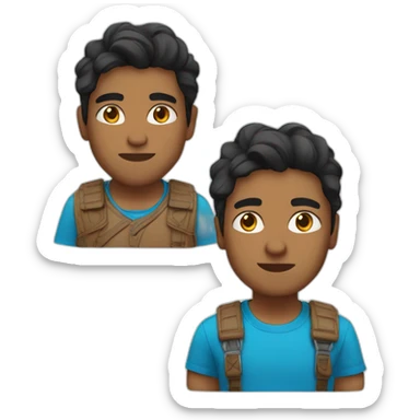 indian with light brown skin blue shirt and black slightly wavy hair sticker