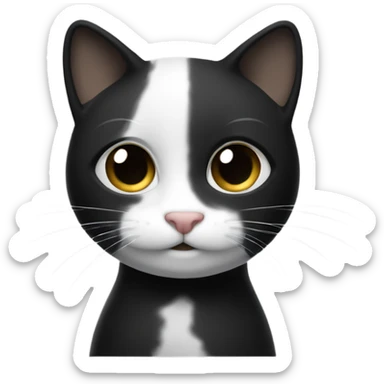 Un gato negro y blanco, la cara blanca con orejas negras tirando beso.  sticker