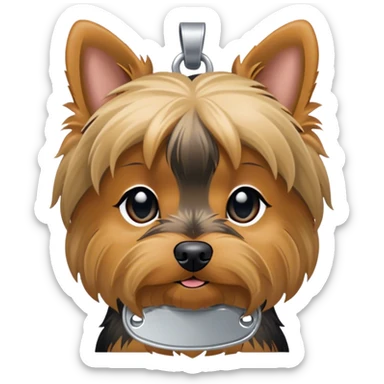 Yorkie with a dog tag that says Ace sticker