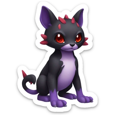 Cute cool dark black red purple animal hybrid Fakemon full body sticker