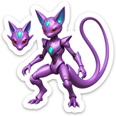Futuristic armored cyber-Mewtwo-Sableye-Genesect-Deoxys-Espeon-alien-hybrid-fusion sticker