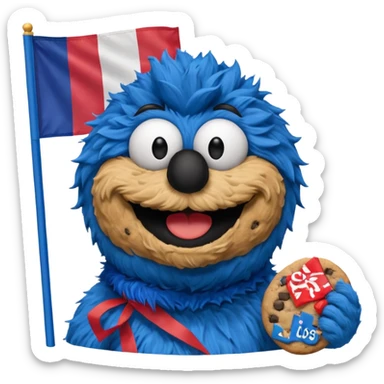 cookie monster bust, with french flag, only one flag,  sticker