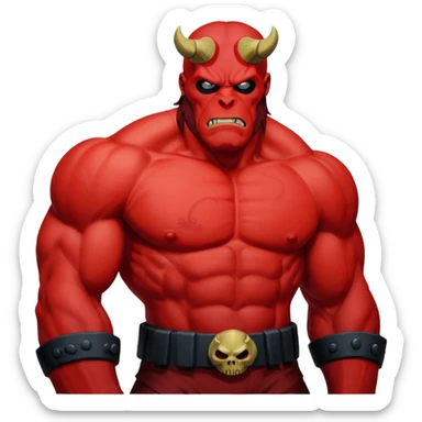 cinematic realistic portrait superhero Hellboy by Mike Mignola sticker