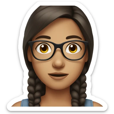 Brunette girl with freckles and glasses  sticker