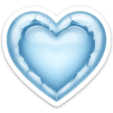 a flat heart that appears to be chiseled from a block of ice. Frost seems to grow on it sticker