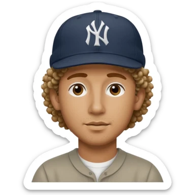 Hazme un moreno con aretes pequeños en las orejas con mucho volumen atrás una gorra plana new York yankee  sticker