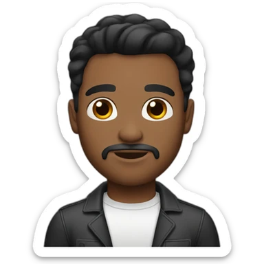 straight black haircut, white skin men, with brown eyes, and a little bit of beard sticker