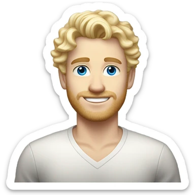 full body light curl blonde 30yo man blue eyed pale skin sticker