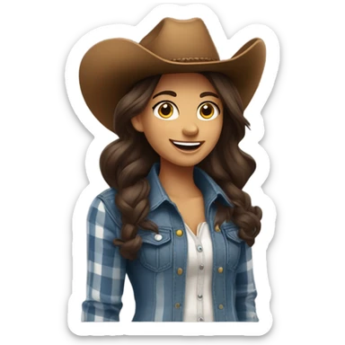 Pretty brunette cowgirl  sticker