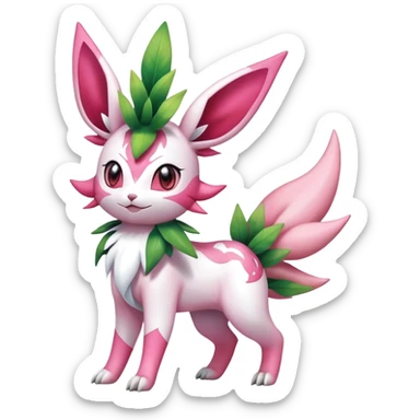 Shiny Exotic Sylveon-Skitty-Shaymin-Leafeon-Bayleaf-Meganium-Hybrid-Creature sticker