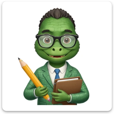 A 1960s style image of a gator with a clipboard and a pencil sticker