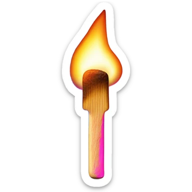 Pink and blue neon a burning match sticker