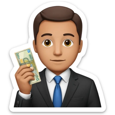 AN UNCLE with a tie in business clothes and with euro money
 sticker