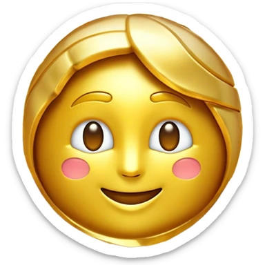 Cinematic Realistic Gold Emoji, Radiant and brilliant, with smooth, polished golden bars reflecting the light in stunning highlights. The soft, warm glow of the metal exudes luxury and elegance, catching every glimmer in the surrounding environment. Soft glowing outline, capturing the essence of wealth and timeless beauty in gleaming gold! sticker