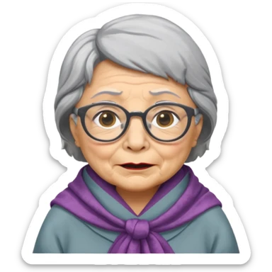 create me a slack emoji of a very old tiger shark, dressed like a grandma, with grey hair and glasses sticker