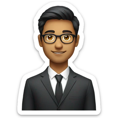 21 year old indian boy With fair ski Wearing spectacles and narrow bodyk Posing for a linkedin picture in formals sticker