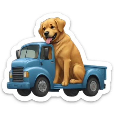 Golden retriever hugging rottweiller in a moving truck sticker