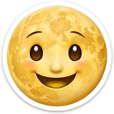 A smiling moon emoji rolling its eyes sticker