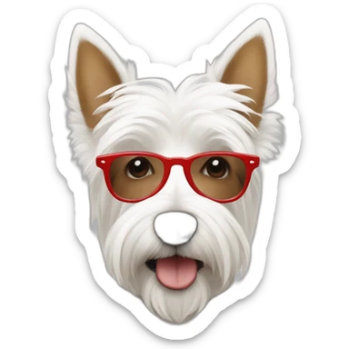 hombre-con-gafas-rojas-con-un-perro-westie sticker