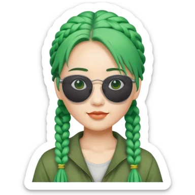 chinese green haired tourist with braids sticker