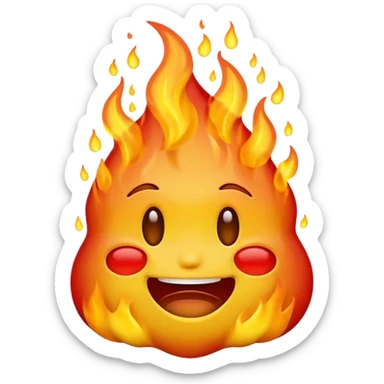 Generate an emoji that is simultaneously grinning nervously, crying, and melting while on fire.  sticker