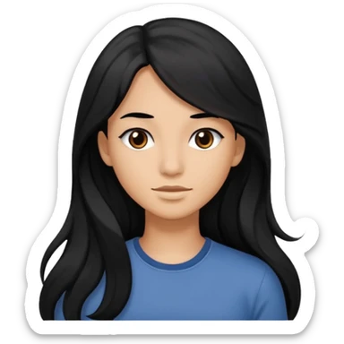Long black hair little wave black eyes brown but not that much brown skin  sticker