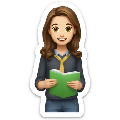 Tutor with brown hair helping middle school student sticker