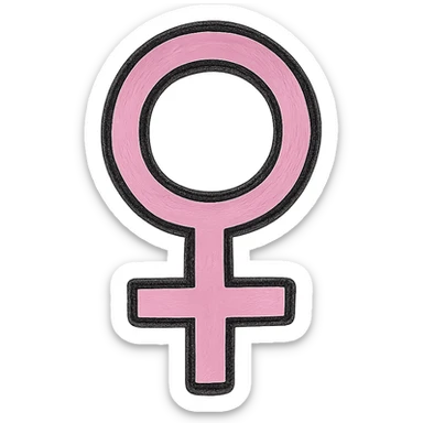 hand drawn outlined icon of a pink symbol, no fill sticker