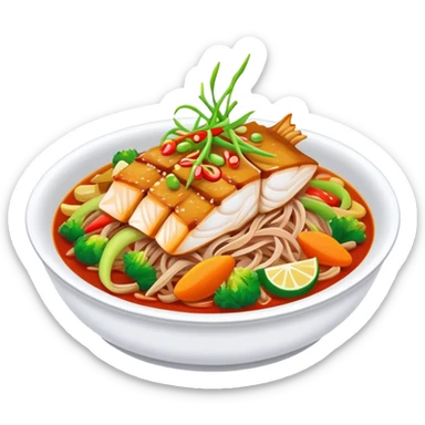 Fish Fragrant Shredded Pork with colorful vegetables in sauce, simplified emoji style with bold outlines and bright colors, cartoon style Yu Xiang Rou Si dish sticker